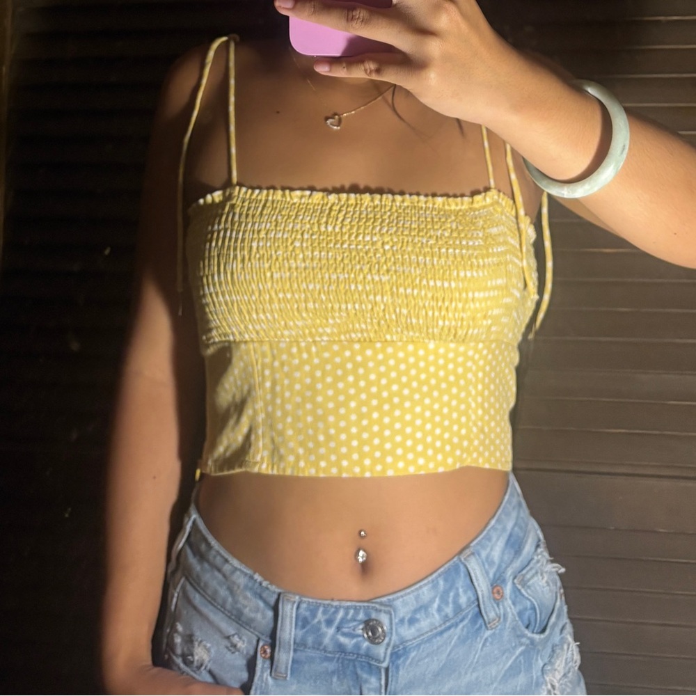 Yellow Polka Dot Zara Crop Top